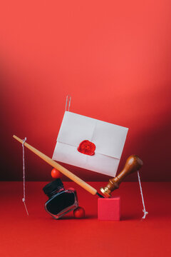 Still Life Study/VIntage desk supplies-letter writing objects balancing .