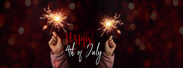 Happy 4th of July - Independence Day Party festive celebration USA background banner panorama...