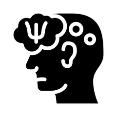 patient thinking about doctor help glyph icon vector. patient thinking about doctor help sign. isolated contour symbol black illustration