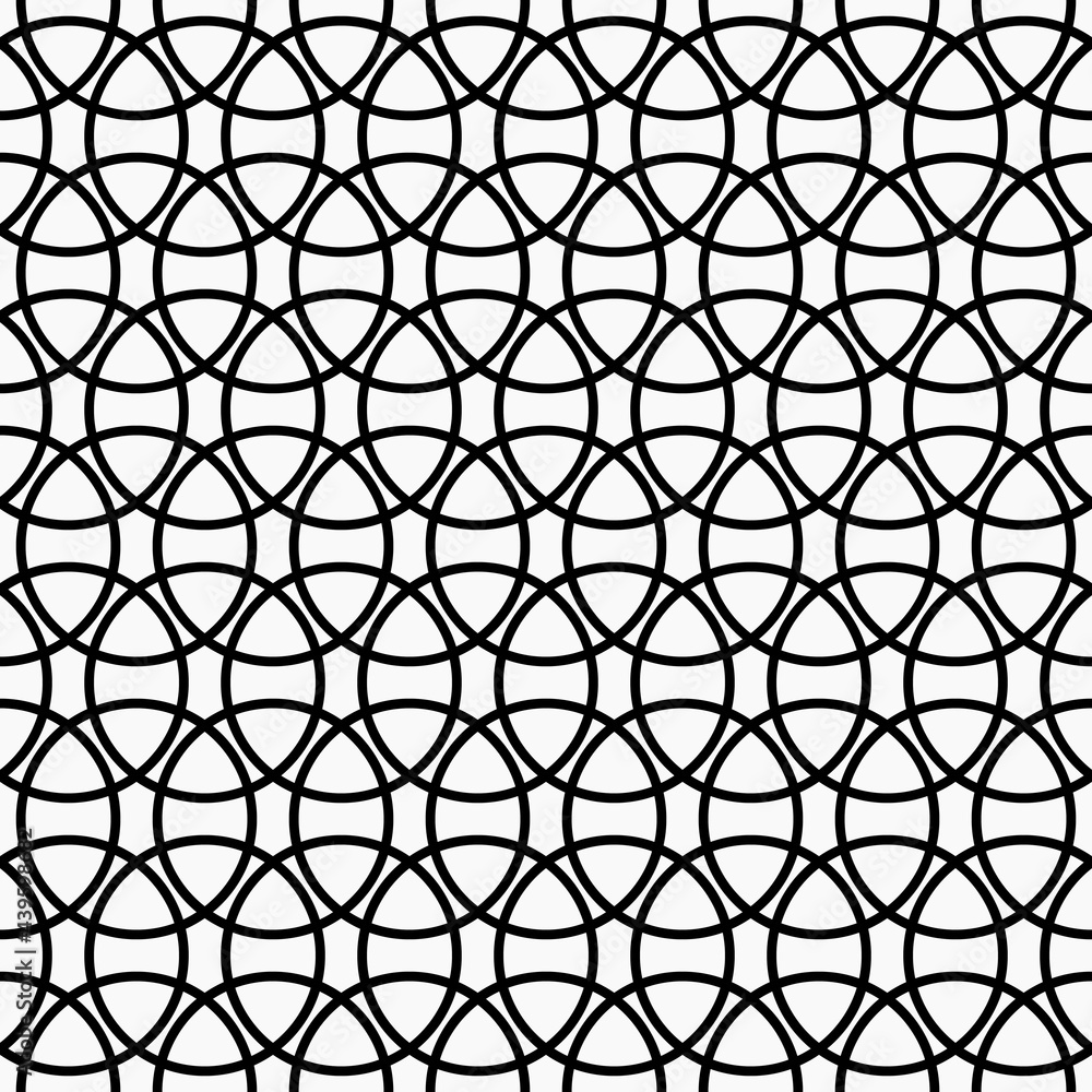 Poster vector connected circles. geometric and seamless pattern with rings.