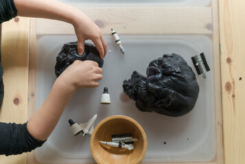 outer space themed sensory play with slime 2