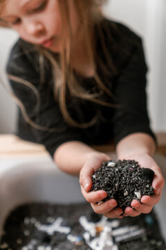 little kid outer space themed sensory bin 1  