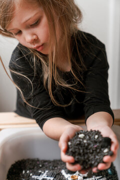 little kid outer space themed sensory bin 2  