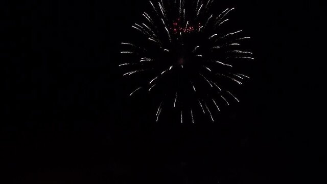 Real Fireworks on Deep Black Background Sky on Fireworks festival show before independence day on 4 of July