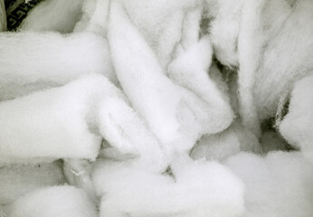 Modern fillers for the sewing and production of blankets, bedspreads and pillows. Natural white synthetic winterizer - hypoallergenic materials for the bedroom of children and adults.