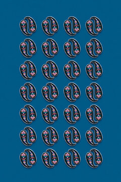 vertical image of Abstract floreal pattern on blue background