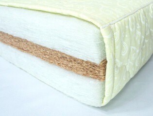 Modern fillers for springless mattresses, in a cotton cover. Coconut fiber, holotex and cotton - hypoallergenic materials for the bedroom of children and adults