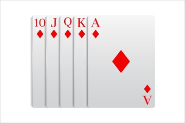 Casino and poker combined with a Royal Flush combination. Vector illustration in a realistic style.
