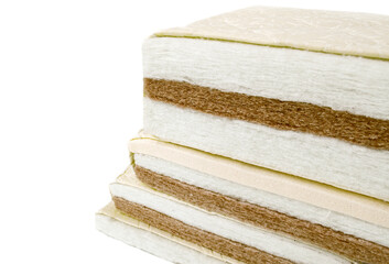 Several options for modern fillers for springless mattresses, in a cotton cover. Coconut fiber,...