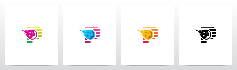 Meteor Asteroid On Letter Logo Design P - obrazy, fototapety, plakaty