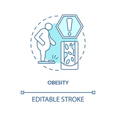 Obesity concept icon. Too many fat in human body. Overweight issues. Blood vessel squeezing abstract idea thin line illustration. Vector isolated outline color drawing. Editable stroke