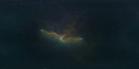 Fototapeta premium 360 degree interstellar cloud of dust and gas. Space background with nebula and stars. Glowing nebula, equirectangular projection, environment map. HDRI spherical panorama