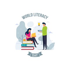 World literacy day banner vector illustration