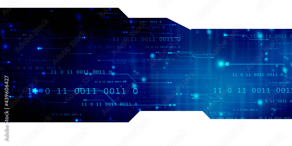 Poster 2d illustration abstract digital binary data on computer screen