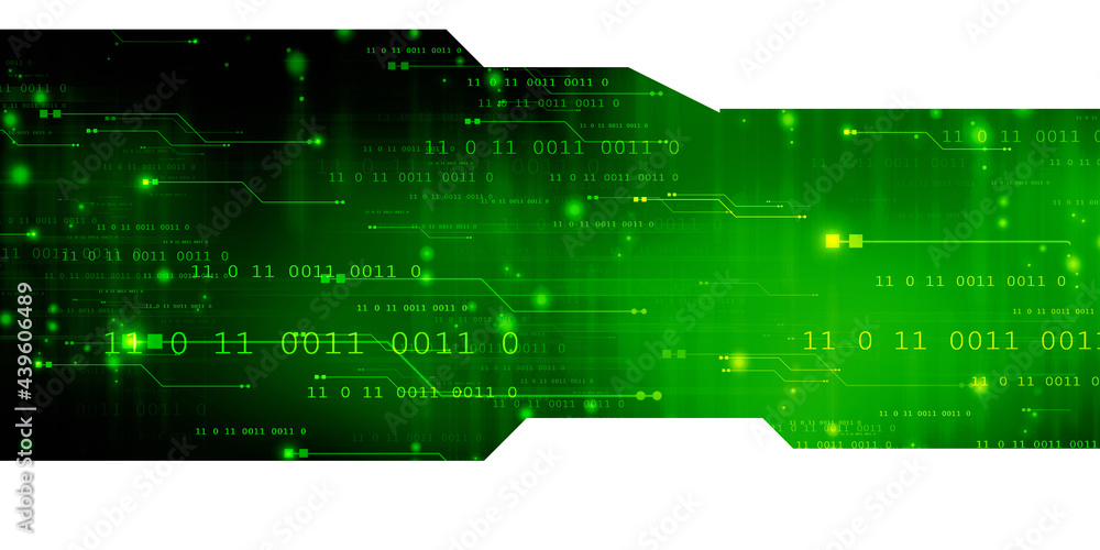 Poster 2d illustration abstract digital binary data on computer screen