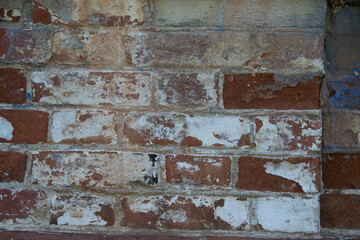Brickwork church wall red brick with white color, 1809