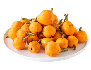 Ripe loquat (Eriobotrya japonica) isolated on white background