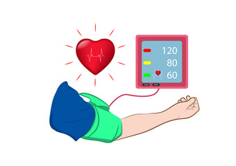 Digital device Medical equipment for measuring pressure, Diagnose hypertension, heart, vector illustrations concept health - obrazy, fototapety, plakaty