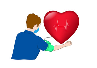 graphics image doctor check measuring blood pressure concept healthcare vector illustration