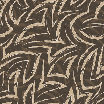 Vector seamless pattern of beige zigzags and corners. Vector seamless geometric pattern of abstract shapes from stripes with torn edges.Texture of zigzag triangles in pastel colors.