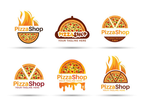 Pizza house vector logo design bundle