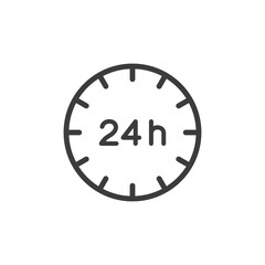 24 hours icon vector. Open or available 24 hours a day concept.