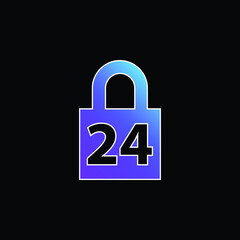 24 Hours Lock blue gradient vector icon