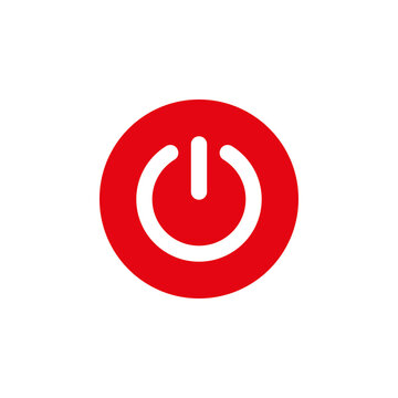 Red power button icon with white background