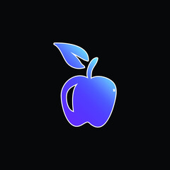 Apple Hand Drawn Fruit blue gradient vector icon