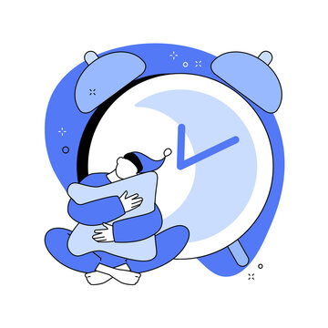 sleeping person hugging pillow near clock clip art preview