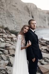 Fashion portrait of a bride and groom, Wedding couple