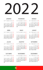 Calendar 2022 - illustration. Portuguese version. 