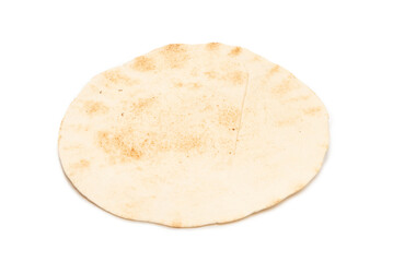 Grilled pitta bread isolated on white background.