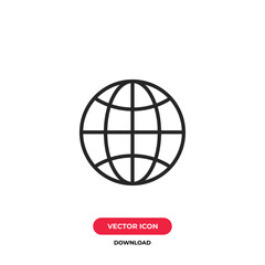 Globe icon vector. World sign