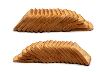Delicious bread slices isolated on a white background.