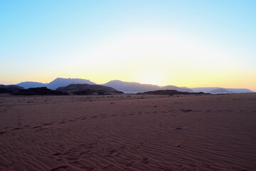 Fototapeta na wymiar sunrise desert sky jordan wadi rum