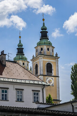 Fototapeta na wymiar Cathedral of St Nicholas (Cerkev sv Nikolaja, 1701 - 1706). Ljubljana, Slovenia.