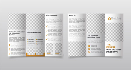 Brochure design template,  Real Estate Tri fold brochure design. Construction, Real Estate, Builders Company Trifold Brochure, Leaflet, Poster, annual report, booklet