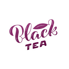Vector illustration of black tea brush lettering for package, banner, flyer, poster, bistro, café, shop signage, advertisement design. Handwritten text for template, sign, billboard, print 
