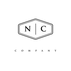 initial NC logo design vector