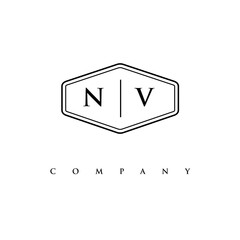 initial NV logo design vector