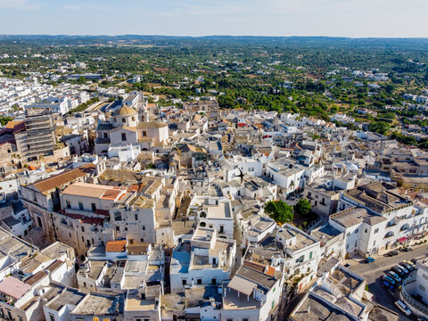 aerial view of the town of Ceglie Messapica, in the south of Italy