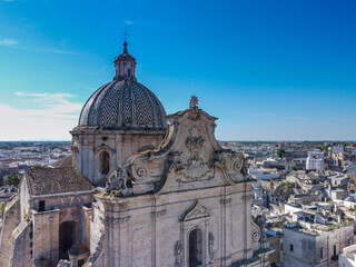 aerial view of the Basilica Pontificia Minore del Santissimo Rosario in the town of Francavilla...
