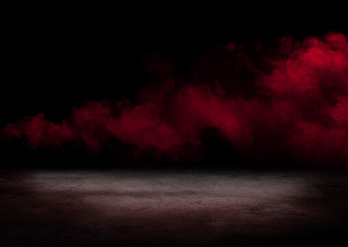 concrete floor and red smoke background © memorystockphoto
