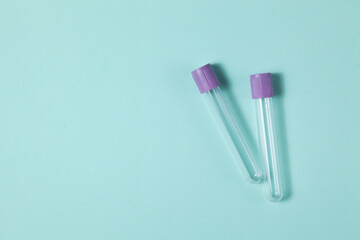 Purple empty vacuum blood collection tube test with EDTA as anticoagulant.