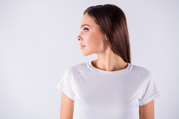 Close-up profile side view portrait of her she nice-looking attractive lovely pretty winsome...