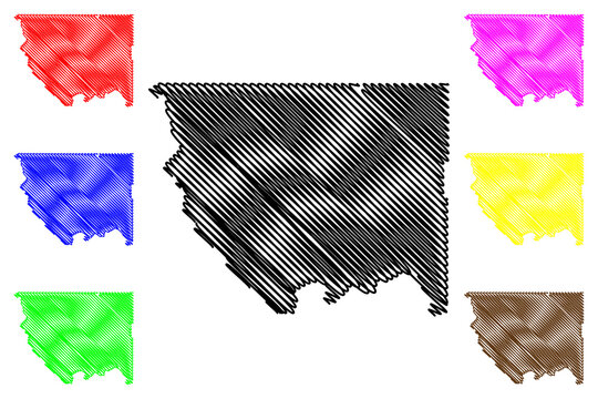 Okanogan County, State of Washington (U.S. county, United States of America, USA, U.S., US) map vector illustration, scribble sketch Okanogan map