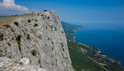 Fototapeta na wymiar Rocks of the Yalta Yayla of the southern coast of Crimea on a hot summer day.