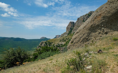 Fototapeta na wymiar Rocks of the Demerdzhi mountain range in the Crimea.