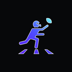 American Football Player Running With The Ball blue gradient vector icon